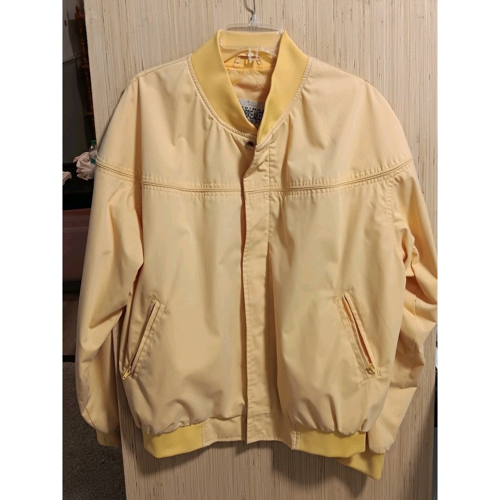 VTG 80's Original Windbreaker  Canary Yellow Zip Up Soft Jacket‎ Coat LARGE